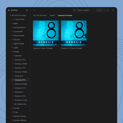 Assets Browser panel inside Daz Studio